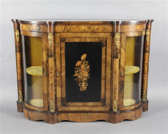 A 19th century French marquetry inlaid walnut side cabinet, W.5ft D.1ft 7in. H.3ft 5in.